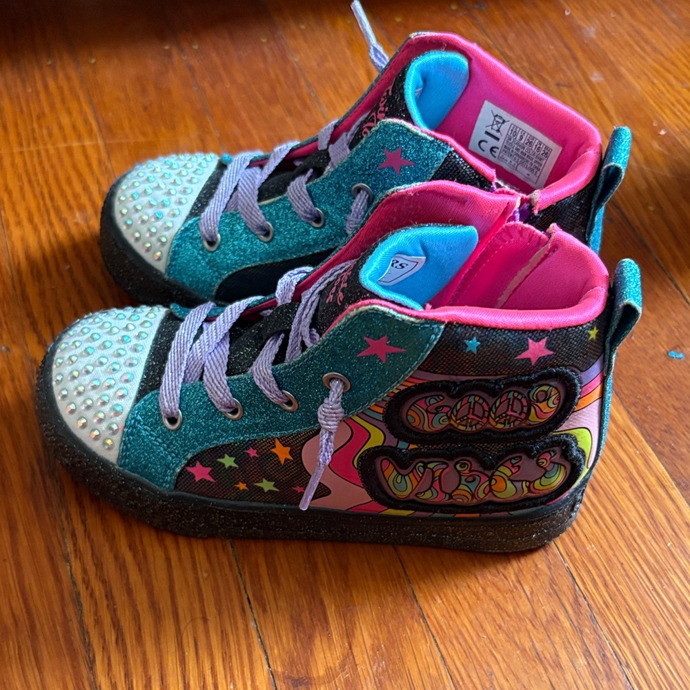 Skechers Teal and Pink Kids High-Top Sneakers
